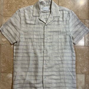 Topman Gray Striped Casual Button Down Shirt